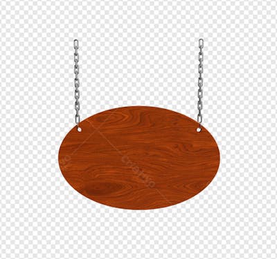 PLACA OVAL DE MADEIRA COM CORRENTE 4