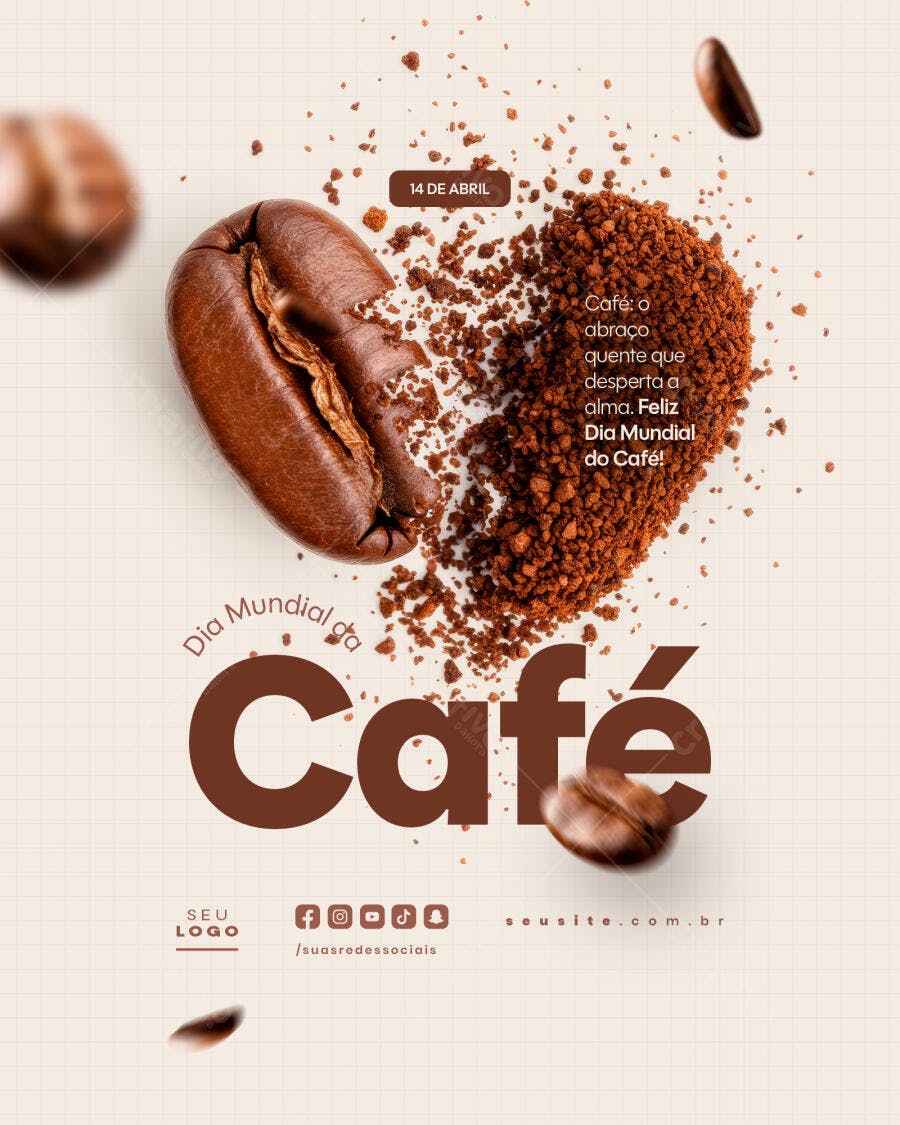 Flyer Dia Mundial do Café PSD Editável