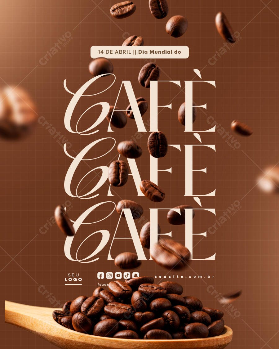 Flyer Dia Mundial do Café PSD Editável