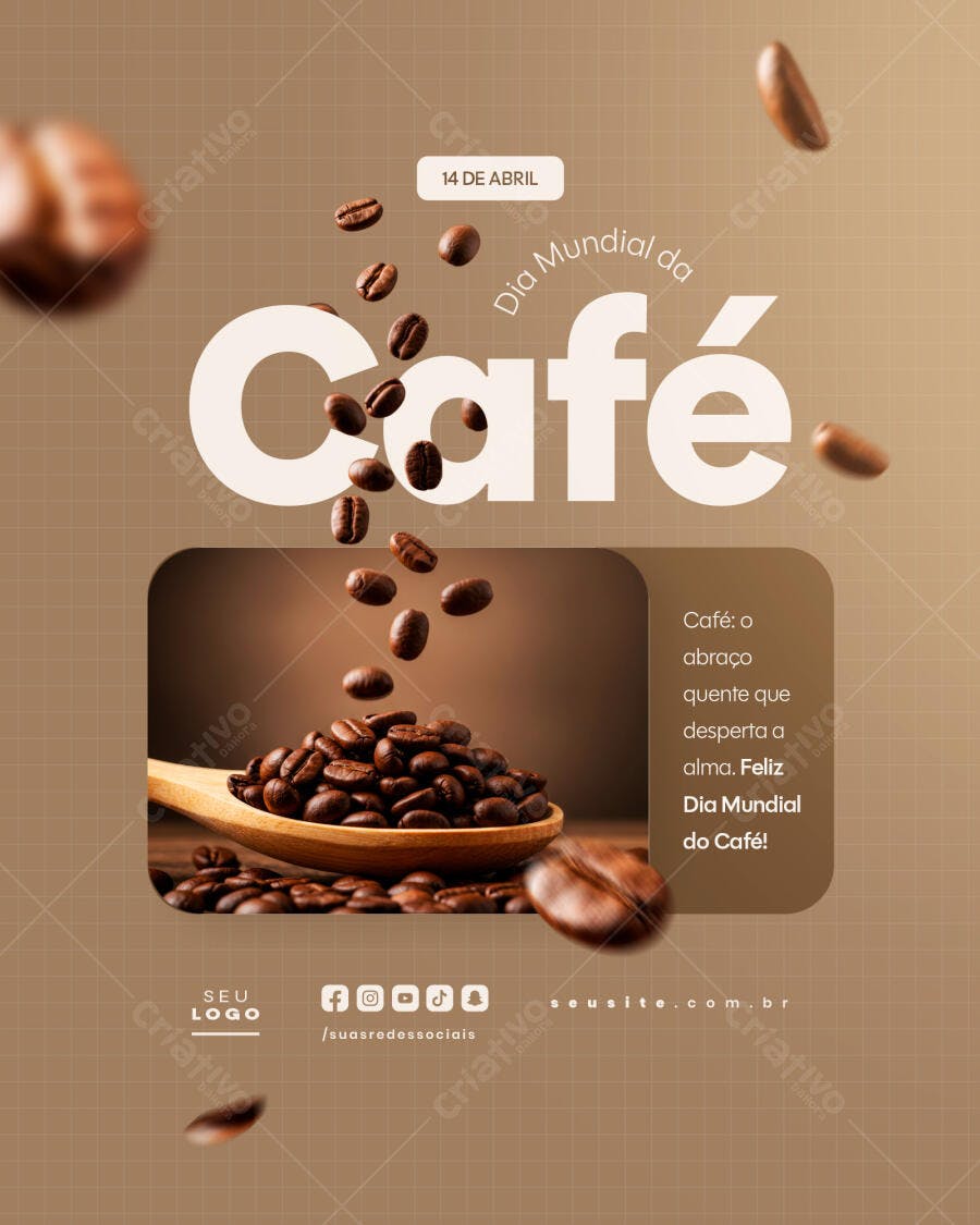 Flyer Dia Mundial do Café PSD Editável