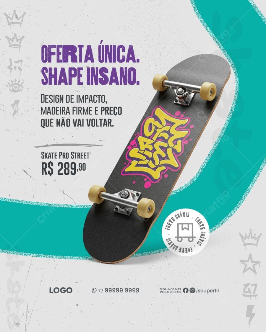 Flyer Skate Grátis PSD Editável