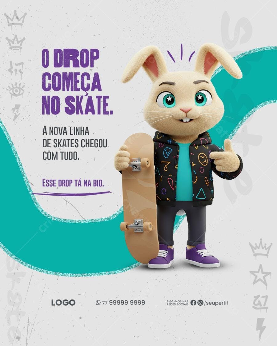 Flyer para Lançamento de Skates PSD Editável
