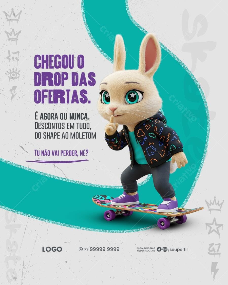 Flyer Drop de Ofertas PSD Editável