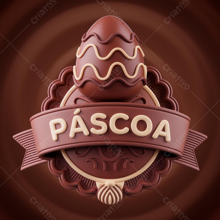 Logo Páscoa em Chocolate PSD Editável