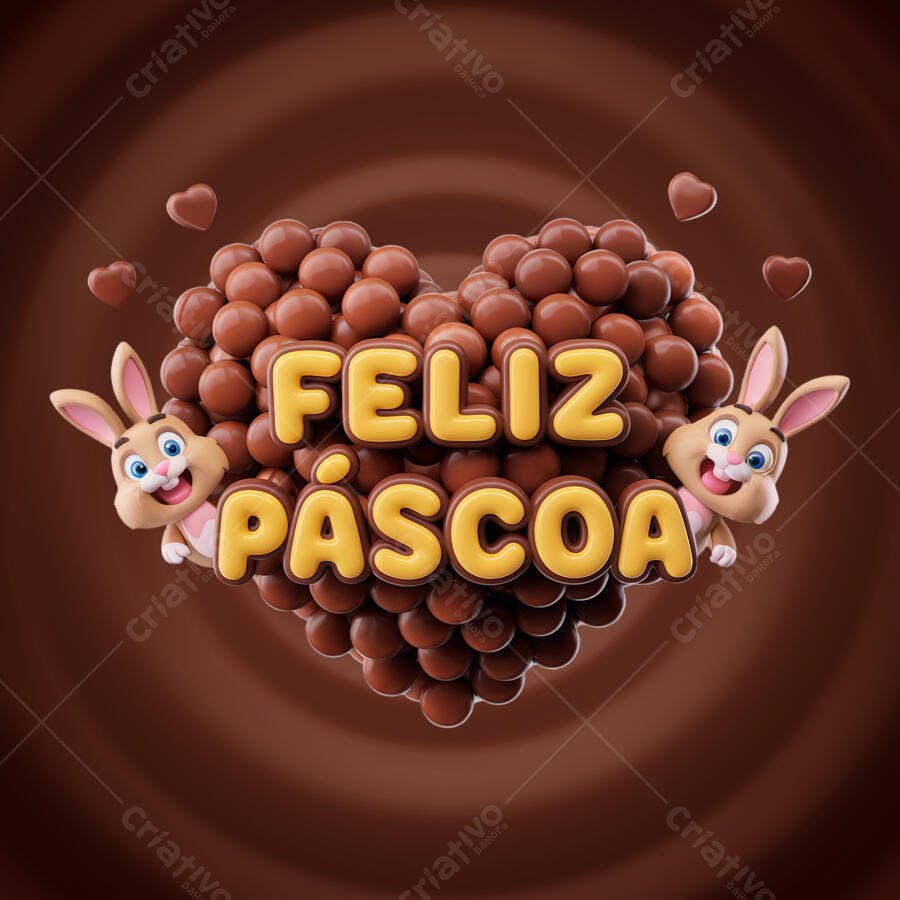 Flyer Páscoa com coelhos PSD Editável