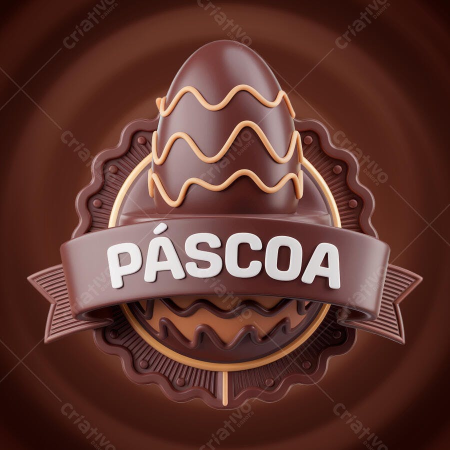 Logo Páscoa Ovo de Chocolate PSD Editável