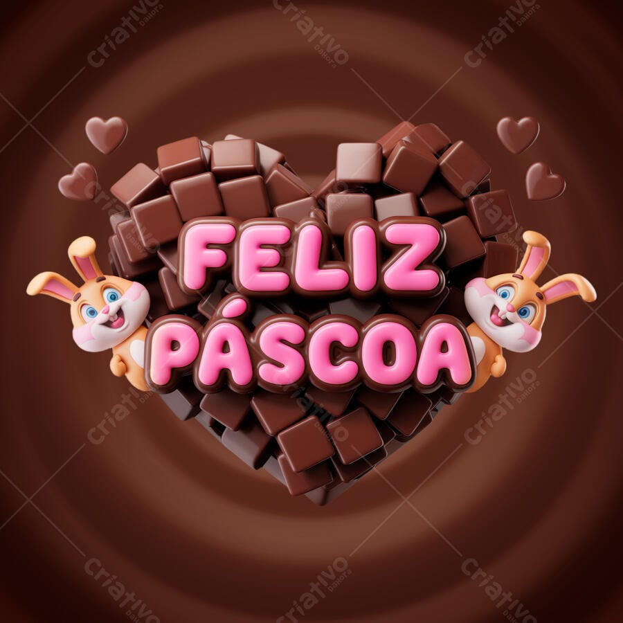 Flyer Páscoa com Coelhinhos PSD Editável