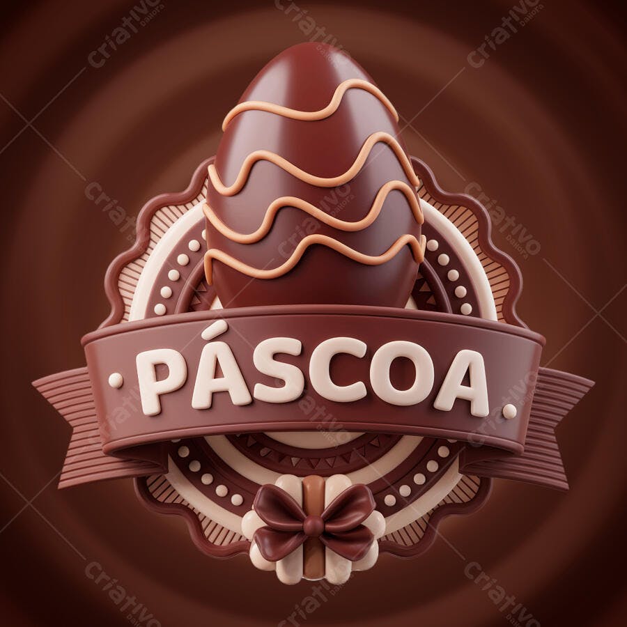 Logo Páscoa Ovo de Chocolate PSD Editável