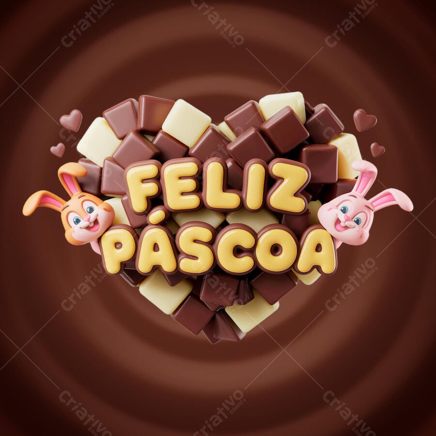 Flyer Páscoa com coelhos PSD Editável