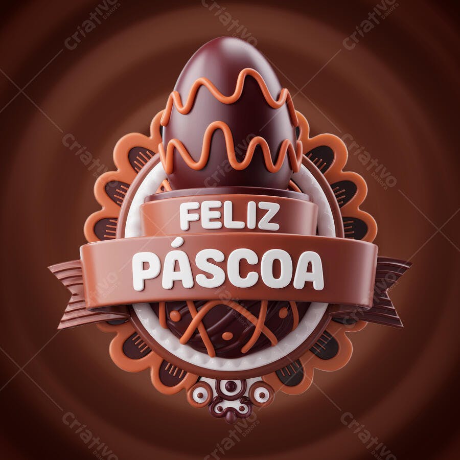 Banner Páscoa com Ovo de Chocolate PSD Editável