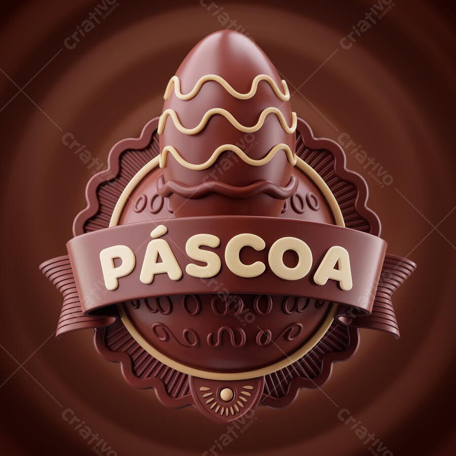 Logo Páscoa em Chocolate PSD Editável