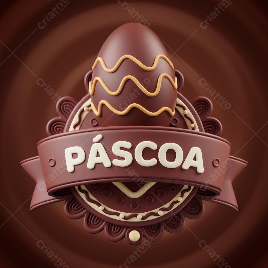Logo Páscoa Ovo de Chocolate PSD Editável