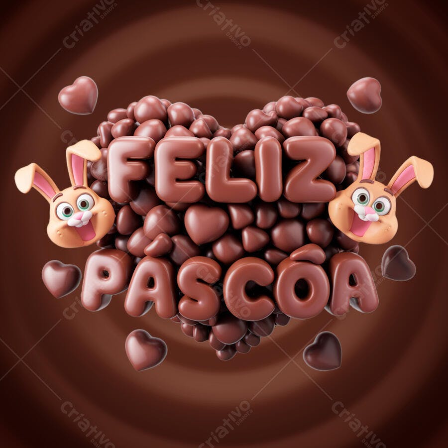 Flyer Páscoa com Coelhinho de Chocolate PSD Editável