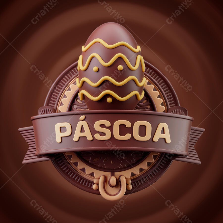 Banner Páscoa com Ovo de Chocolate PSD Editável