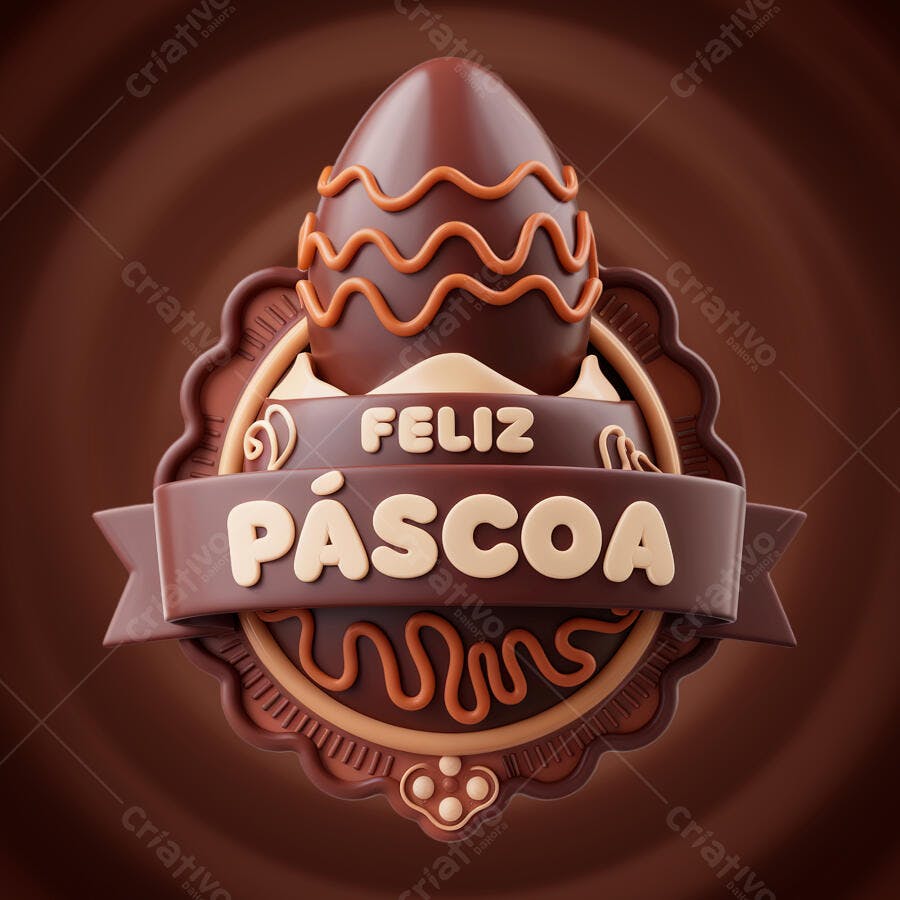 Arte Páscoa Ovo de Chocolate PSD Editável