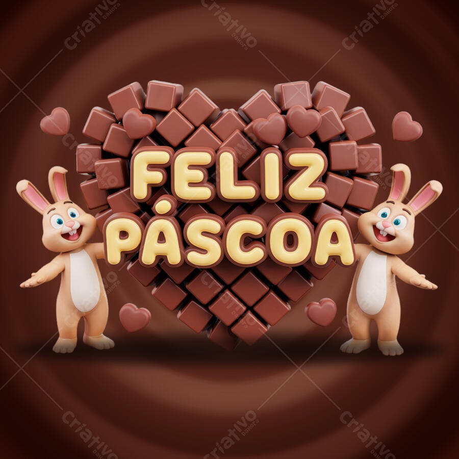 Flyer Páscoa com coelhos PSD Editável