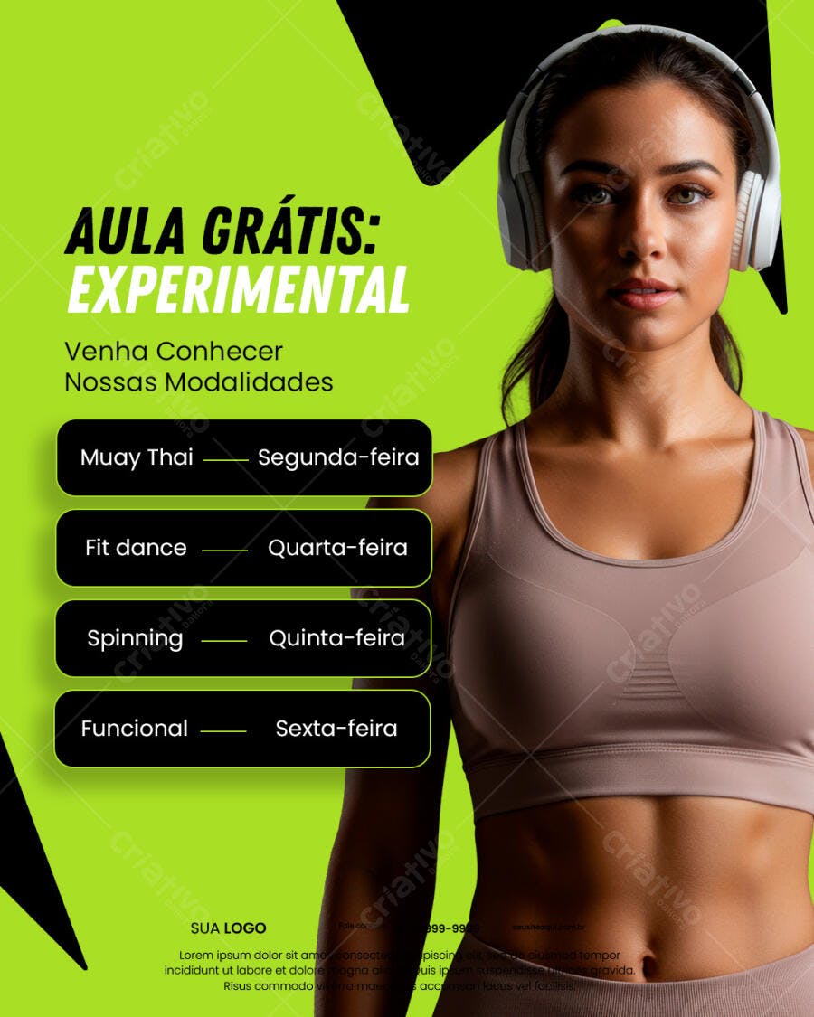 Flyer Aula Experimental de Fitness PSD Editável