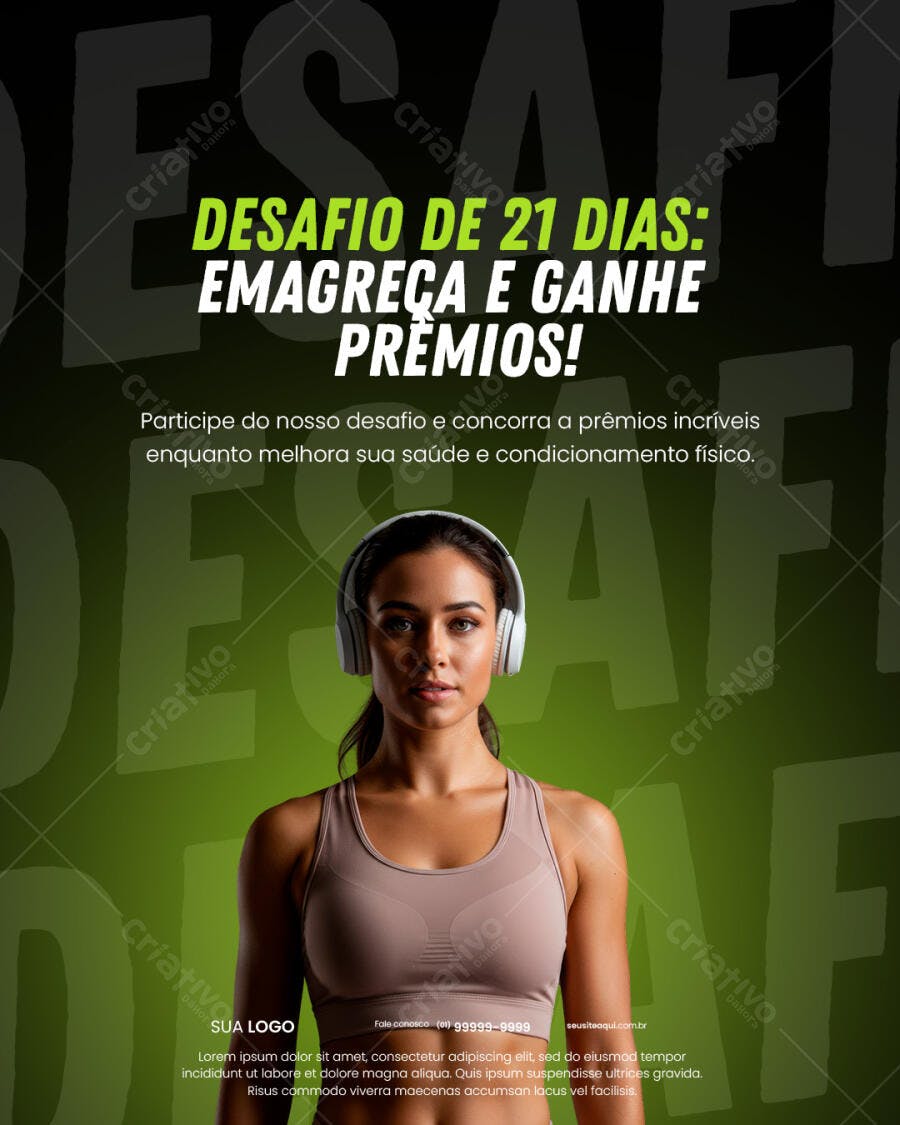 Flyer Desafio 21 Dias Emagrecimento PSD Editável