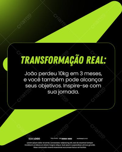 Feedback transformação real Social Media PSD Editável