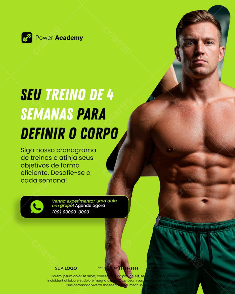 Flyer Treino de 4 Semanas para Definir o Corpo PSD Editável