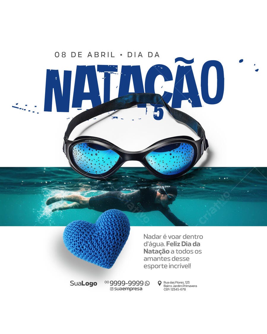 Flyer Dia da Natação 08 de Abril PSD Editável