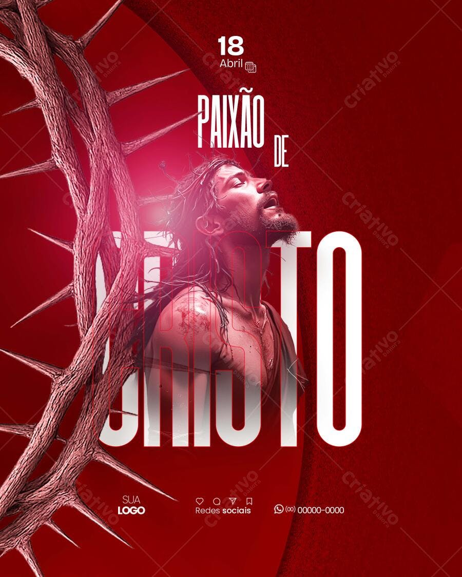 Flyer Paixão de Cristo 18 de Abril PSD Editável