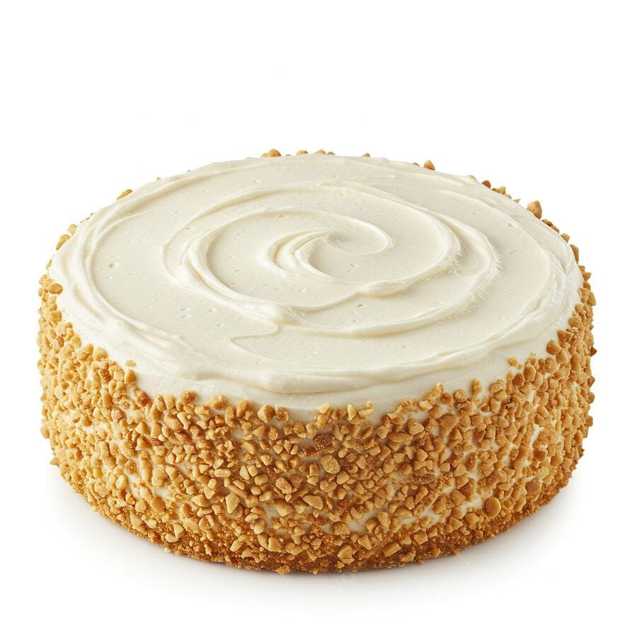 Bolo de baunilha com cobertura de amendoim