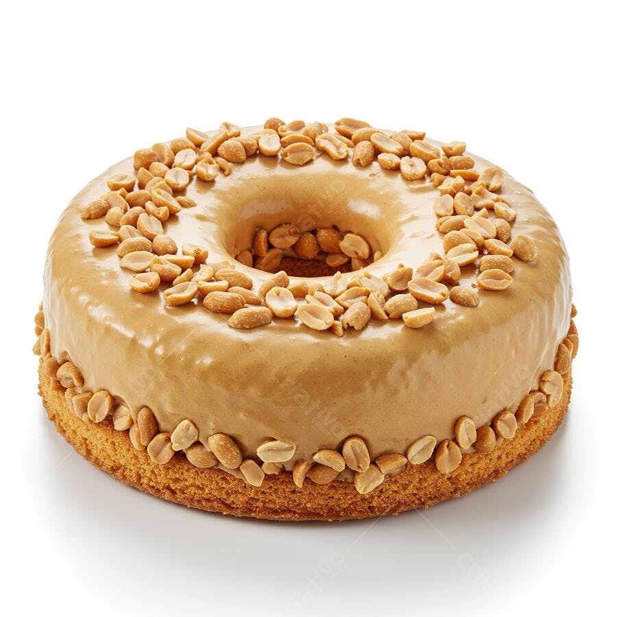 Bolo de amendoim com cobertura cremosa