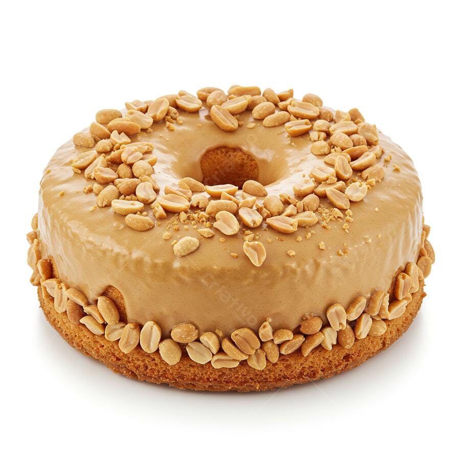 Bolo de amendoim com cobertura cremosa