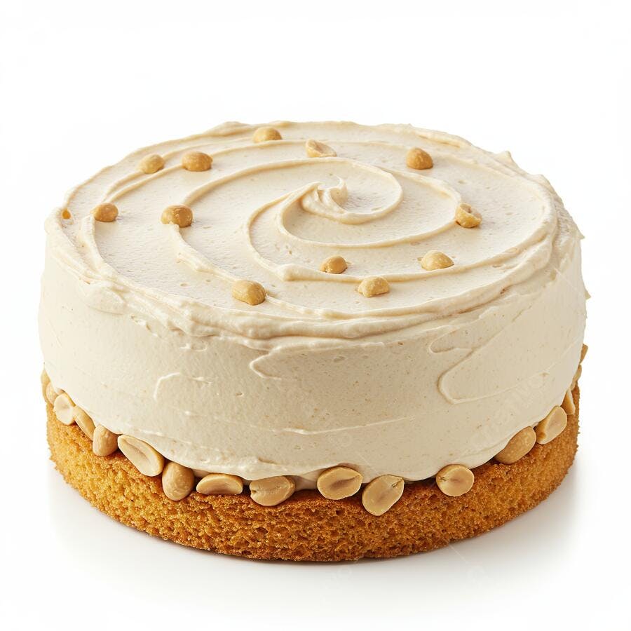 Bolo de amendoim cremoso com cobertura em espiral