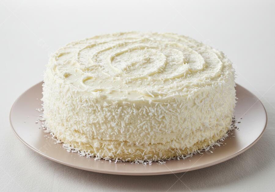 Bolo de coco cremoso cobertura espiral