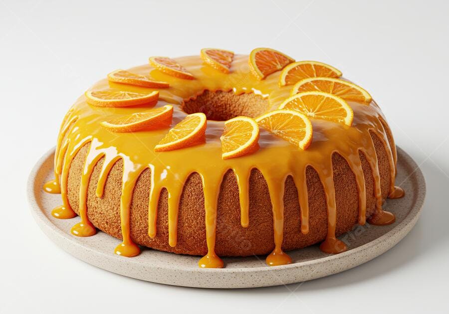Bolo de laranja com cobertura cremosa