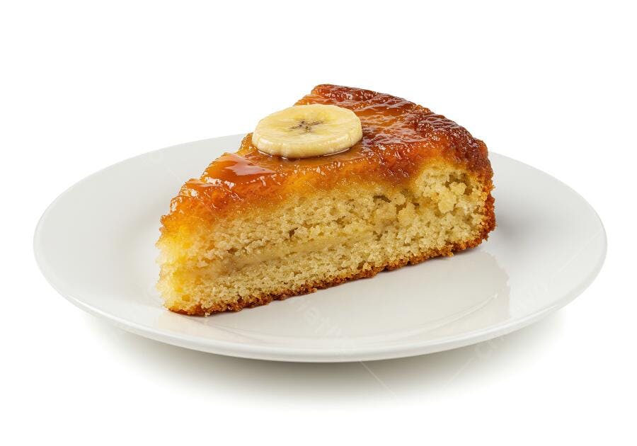 Fatia de bolo de banana caramelado