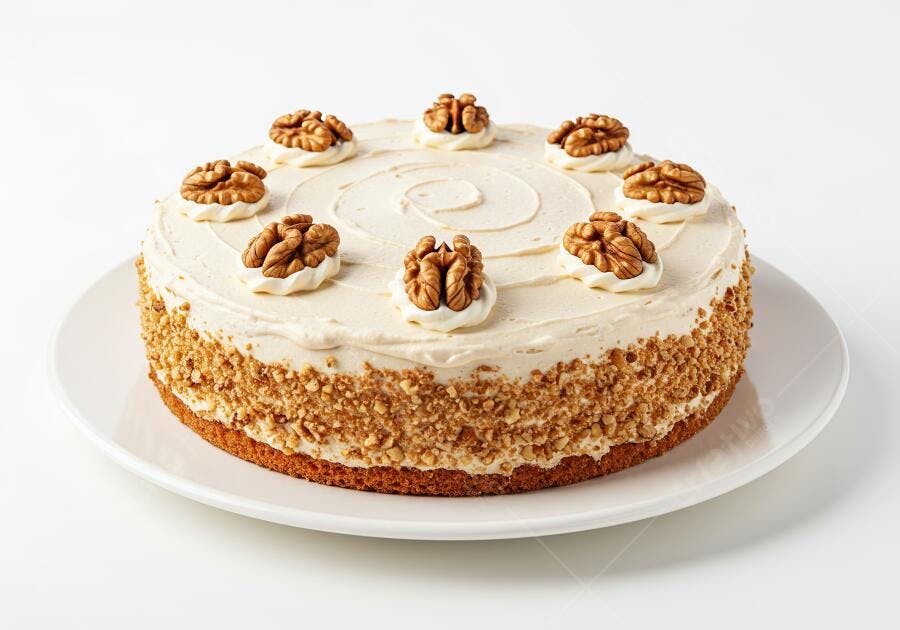 Bolo de Nozes com Creme Claro