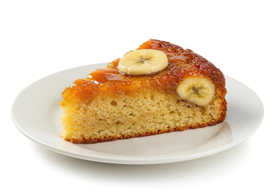 Fatia de bolo de banana caramelado