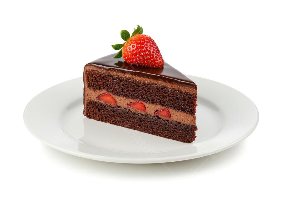 Fatia de bolo chocolate com morango