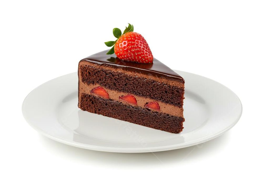Fatia de Bolo de Chocolate com Morangos1G