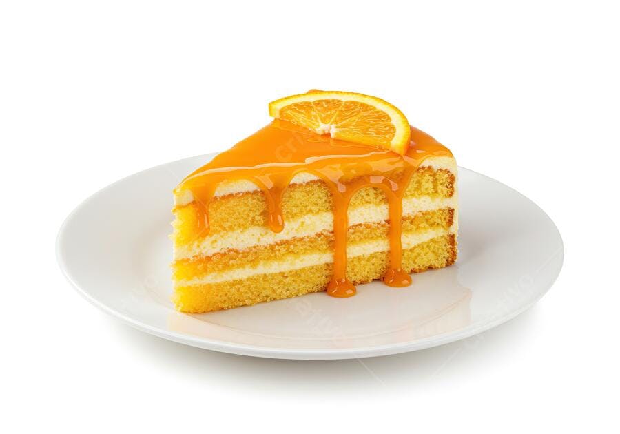 Bolo de Laranja com Calda Sobre Prato