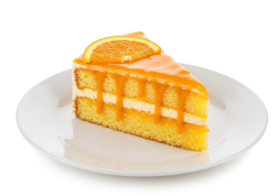 Fatia de bolo de laranja com cobertura