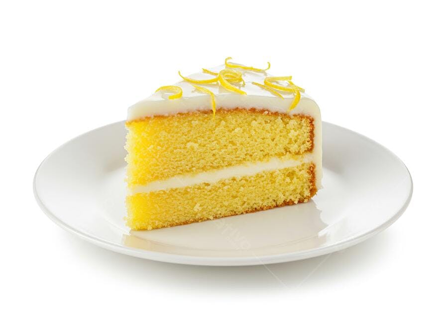 Fatia de bolo de limão com cobertura branca