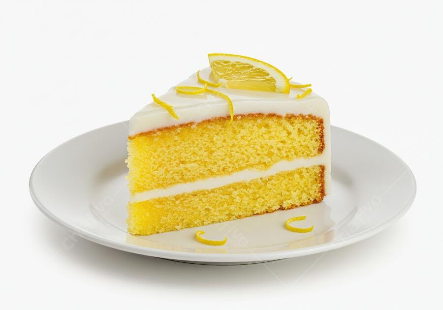 Fatia de bolo de limão com cobertura branca
