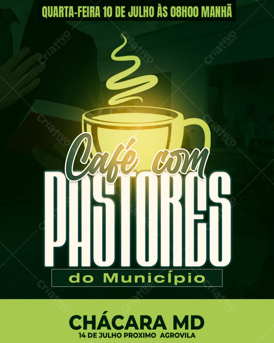 Flyer Café com Pastores 10 de Julho PSD Editável