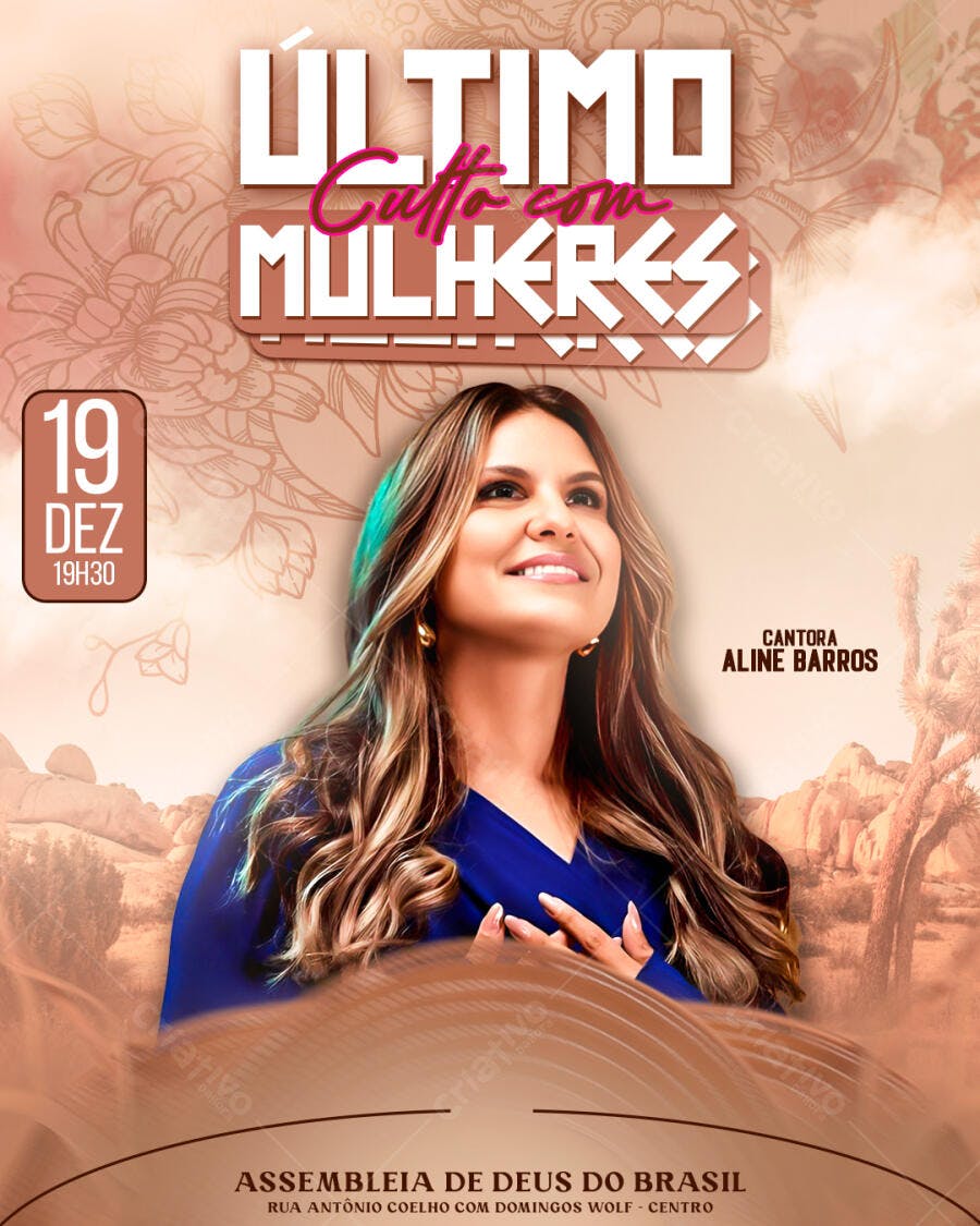Flyer para Culto com Mulheres 19 Dez PSD Editável