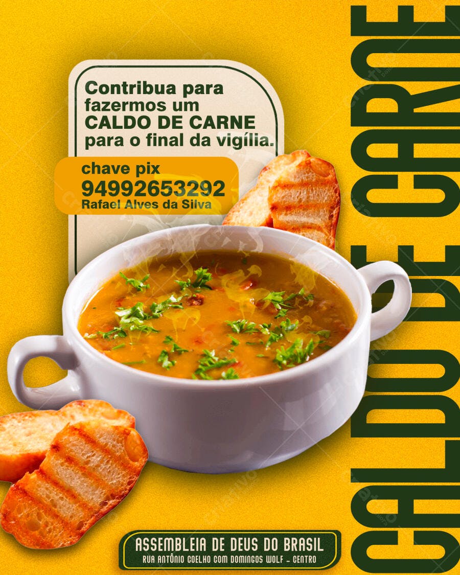 Flyer para Vigília com Caldo de Carne PSD Editável