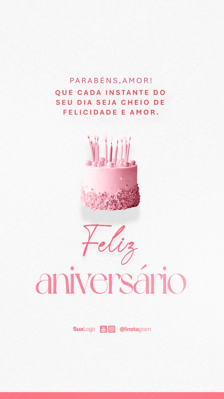 Postagem Aniversário Rosa PSD Editável