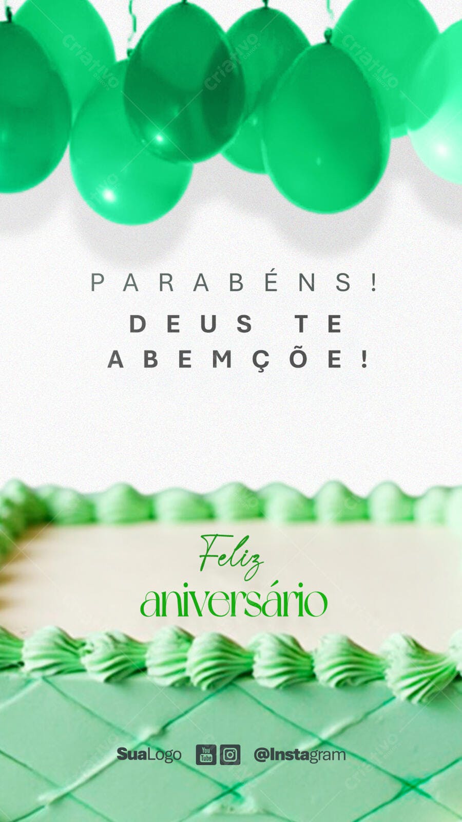 Postagem Aniversário com Bolo e Balões PSD Editável