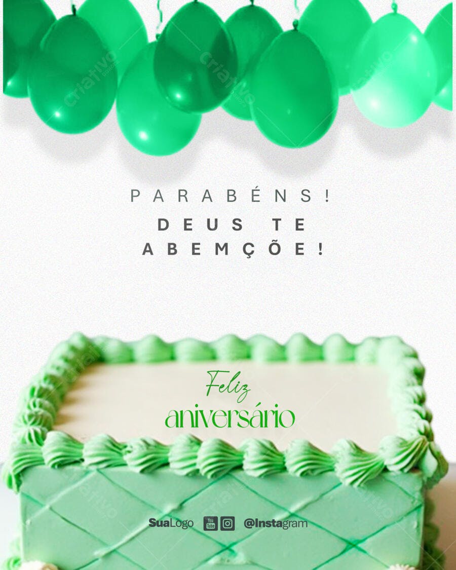 Flyer Aniversário com Bolo e Balões PSD Editável