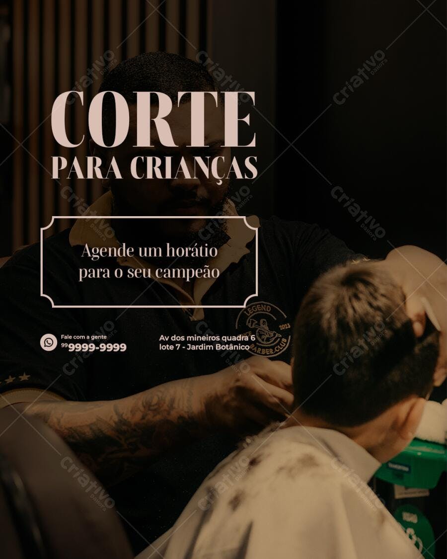 Flyer Corte de Cabelo Infantil PSD Editável