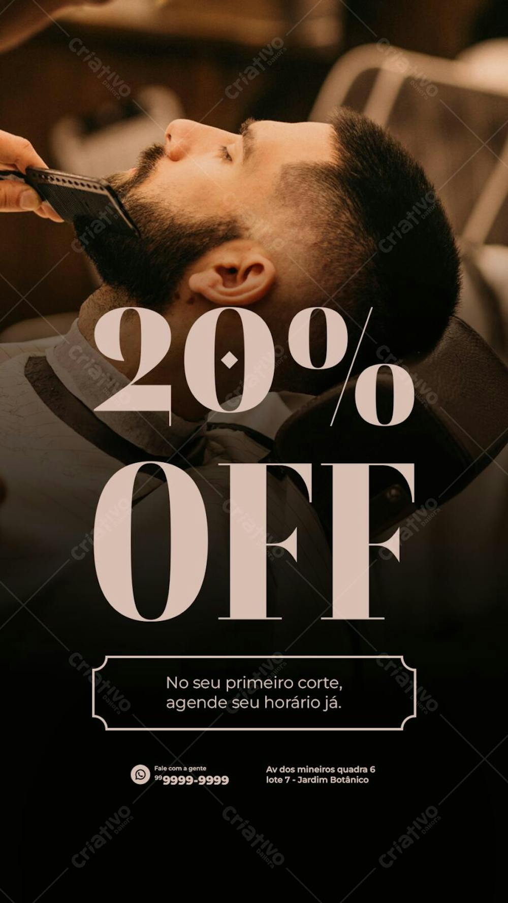 PSD Barbearia 20% OFF no primeiro corte