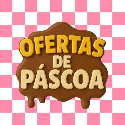 Selo 3D de Páscoa com tema de Feliz Páscoa.